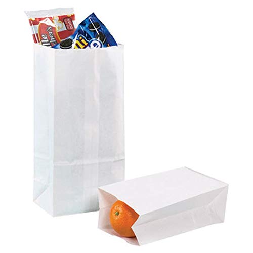 QQOUTLET Kraft Small White Paper Bags - 3 x 2 x 6"", ""Party Favors, Lunch Bags, Wedding Favors - 100 per Pack - Image 1